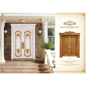 Luxury Carve Solid Wooden Door for Main Entrance Door, with Crown Frame.